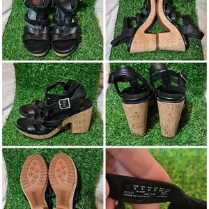 Timberland Black Cork Platform Sandals